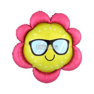 Globo Metalizado Flor Con Anteojos 86cm