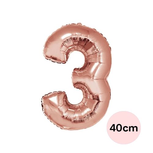 Globo Numero 3 Rose Gold 40cm
