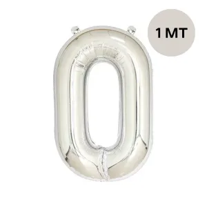 Globo Numero Inflable 0 Plateado 1mts De Alto