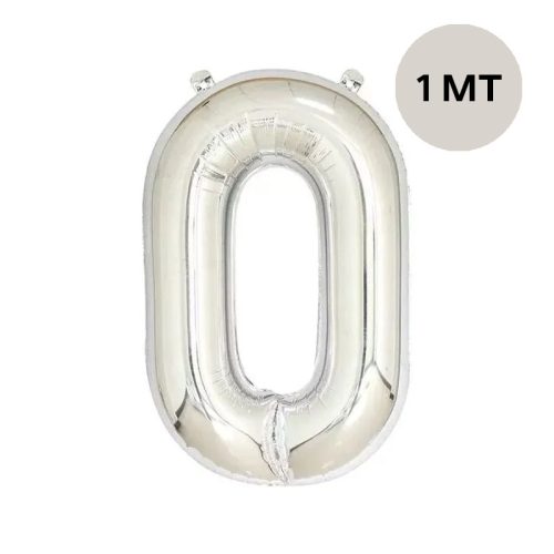 Globo Numero Inflable 0 Plateado 1mts De Alto
