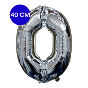 Globo Numero Inflable 0 Plateado 40cm