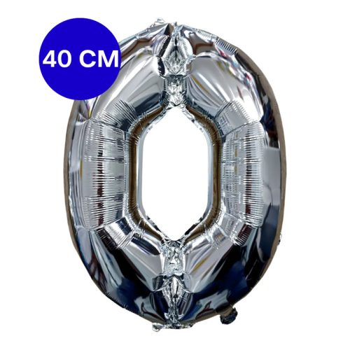 Globo Numero Inflable 0 Plateado 40cm