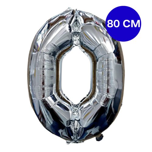 Globo Numero Inflable 0 Plateado 80cm De Alto