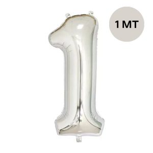 Globo Numero Inflable 1 Plateado 1mts De Alto