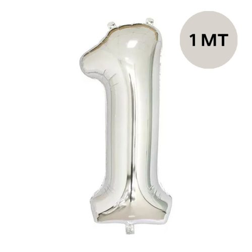 Globo Numero Inflable 1 Plateado 1mts De Alto
