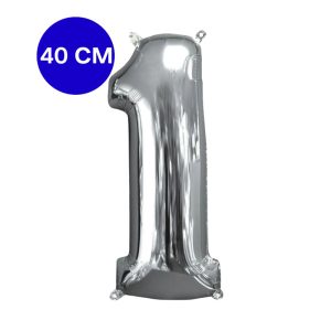 Globo Numero Inflable 1 Plateado 40cm