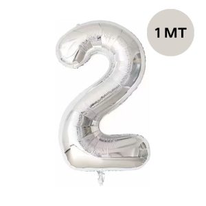 Globo Numero Inflable 2 Plateado 1mts De Alto