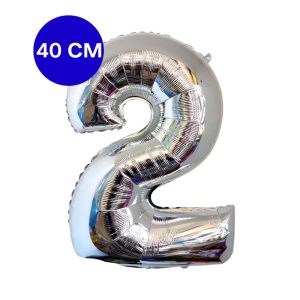 Globo Numero Inflable 2 Plateado 40cm