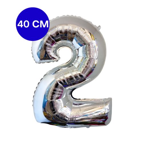 Globo Numero Inflable 2 Plateado 40cm