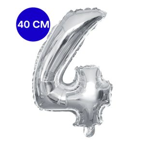 Globo Numero Inflable 4 Plateado 40cm