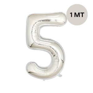 Globo Numero Inflable 5 Plateado 1mts De Alto