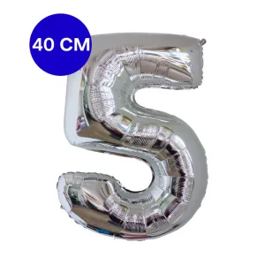 Globo Numero Inflable 5 Plateado 40cm