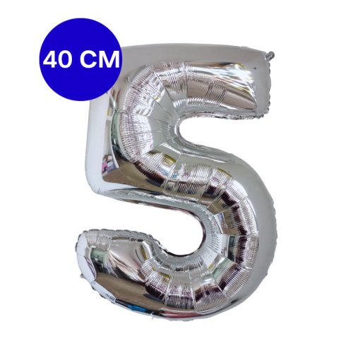 Globo Numero Inflable 5 Plateado 40cm