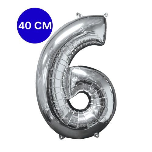 Globo Numero Inflable 6 Plateado 40cm