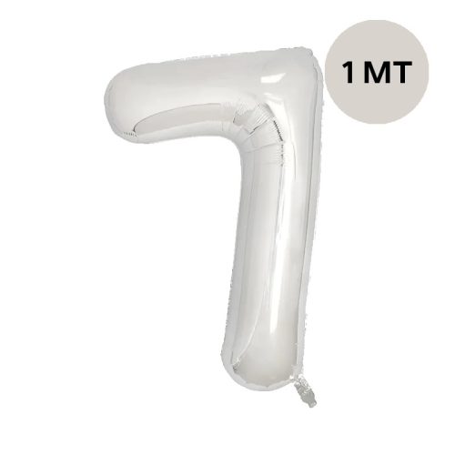 Globo Numero Inflable 7 Plateado 1mts De Alto