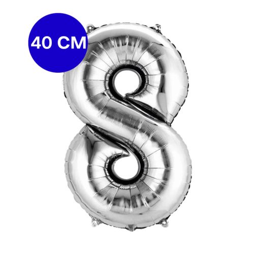 Globo Numero Inflable 8 Plateado 40cm