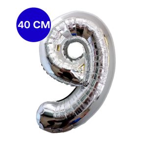 Globo Numero Inflable 9 Plateado 40cm