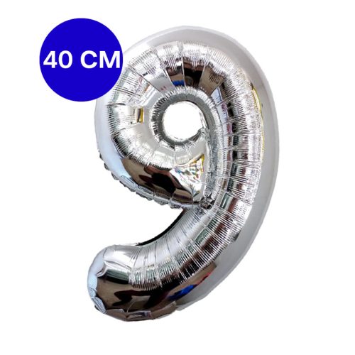 Globo Numero Inflable 9 Plateado 40cm