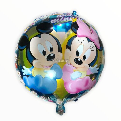 Globo Baby Mickey & Baby Minnie Redondo 18 Pulgadas  - 45cm