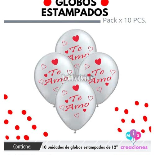 Globos TE AMO 12 Pulgadas X10 Unidades