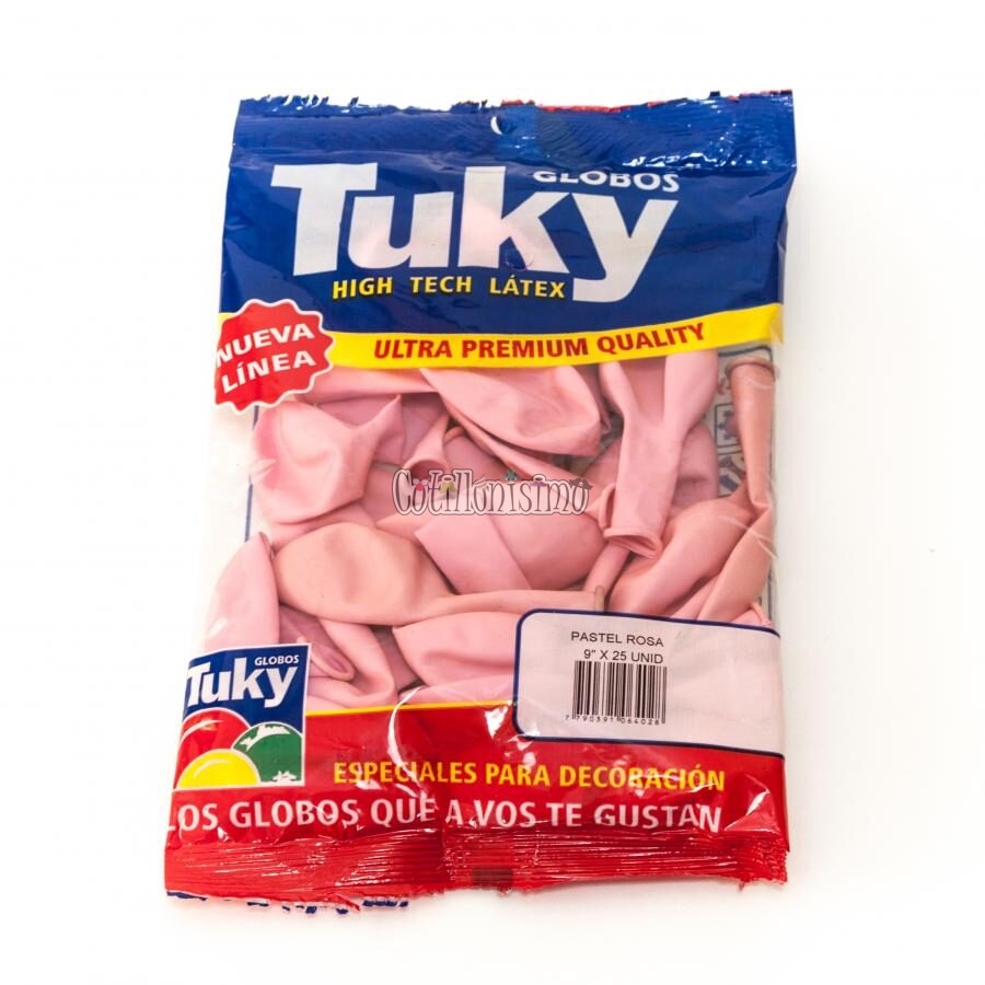 Globo Tuky Liso 9 Pulgadas Rosa Pastel x25u