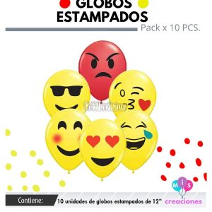 Globos EMOJIS 12 Pulgadas X10 Unidades