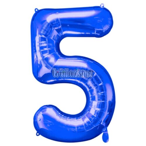 Globo Numero 5 Color Azul 80cm De Alto