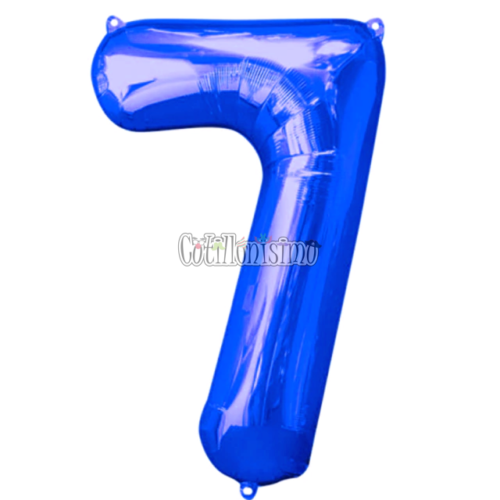 Globo Numero 7 Color Azul 80cm De Alto