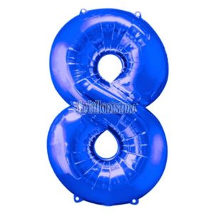 Globo Numero 8 Color Azul 80cm De Alto