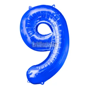 Globo Numero 9 Color Azul 80cm De Alto