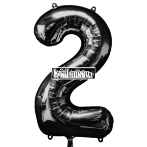 Globo Numero 2 Color Negro 80cm De Alto