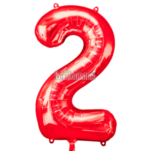 Globo Numero 2 Color Rojo 80cm De Alto