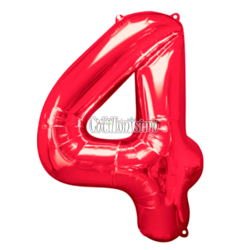 Globo Numero 4 Color Rojo 80cm De Alto