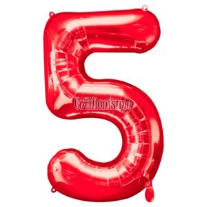 Globo Numero 5 Color Rojo 80cm De Alto