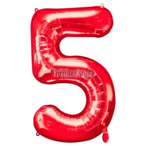 Globo Numero 5 Color Rojo 80cm De Alto