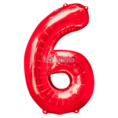 Globo Numero 6 Color Rojo 80cm De Alto
