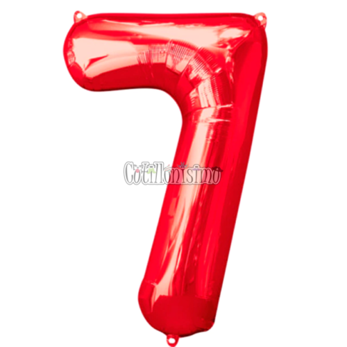 Globo Numero 7 Color Rojo 80cm De Alto