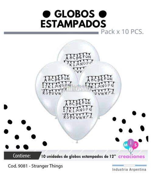 Globos STRANGER THINGS 12 Pulgadas X10 Unidades