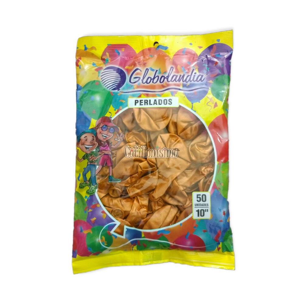 Globos GLOBOLANDIA LISO PERLADO 10 Pulgadas DORADO X50