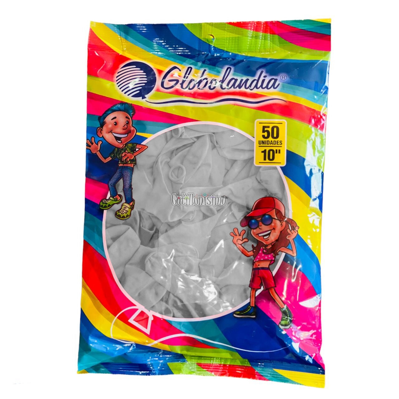 Globos GLOBOLANDIA LISO ESTANDAR 10 Pulgadas GRIS PASTEL X50