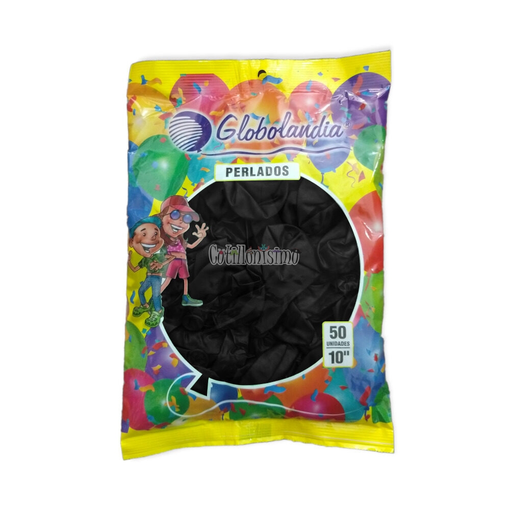Globos GLOBOLANDIA LISO PERLADO 10 Pulgadas NEGRO X50