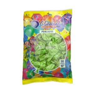 Globos GLOBOLANDIA LISO PERLADO 10 Pulgadas VERDE MANZANA X50