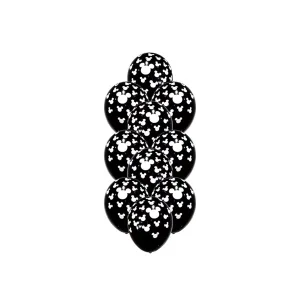 Globos CABEZA MICKEY BLANCA Globo NEGRO 12 Pulgadas X10 Unidades