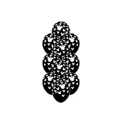 Globos CABEZA MICKEY BLANCA Globo NEGRO 12 Pulgadas X10 Unidades