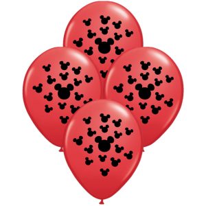Globos CABEZA MICKEY NEGRA Globo ROJO 12 Pulgadas X10 Unidades