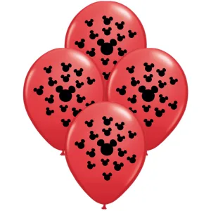 Globos CABEZA MICKEY NEGRA Globo ROJO 12 Pulgadas X10 Unidades