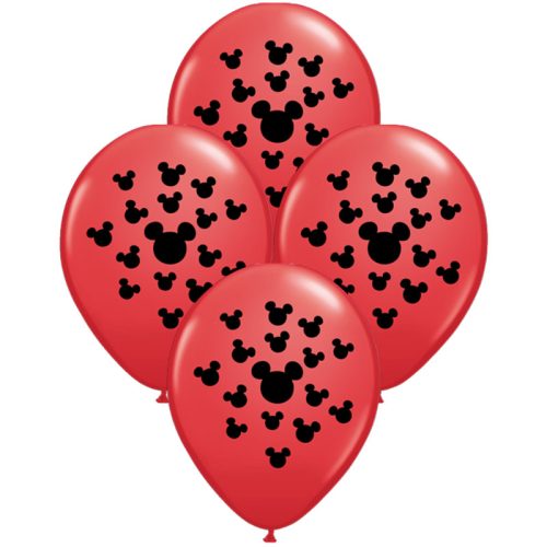 Globos CABEZA MICKEY NEGRA Globo ROJO 12 Pulgadas X10 Unidades