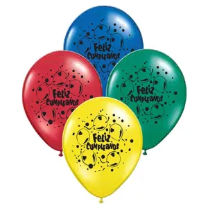 Globos FELIZ CUMPLEAÑOS 12 Pulgadas X10 Unidades
