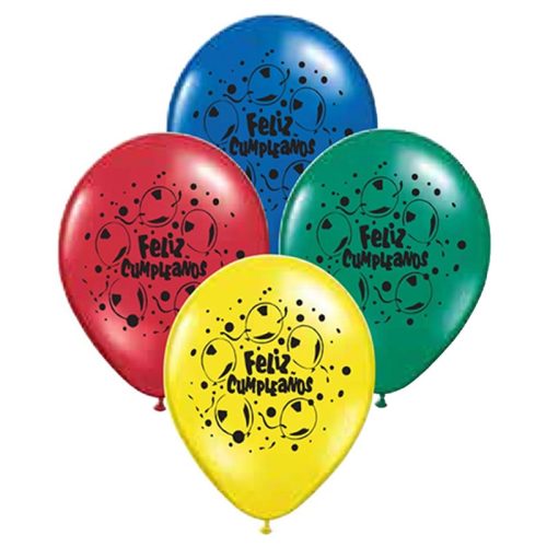 Globos FELIZ CUMPLEAÑOS 12 Pulgadas X10 Unidades