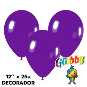Globo Globby Liso Decorador 12 Pulgadas Violeta x25u